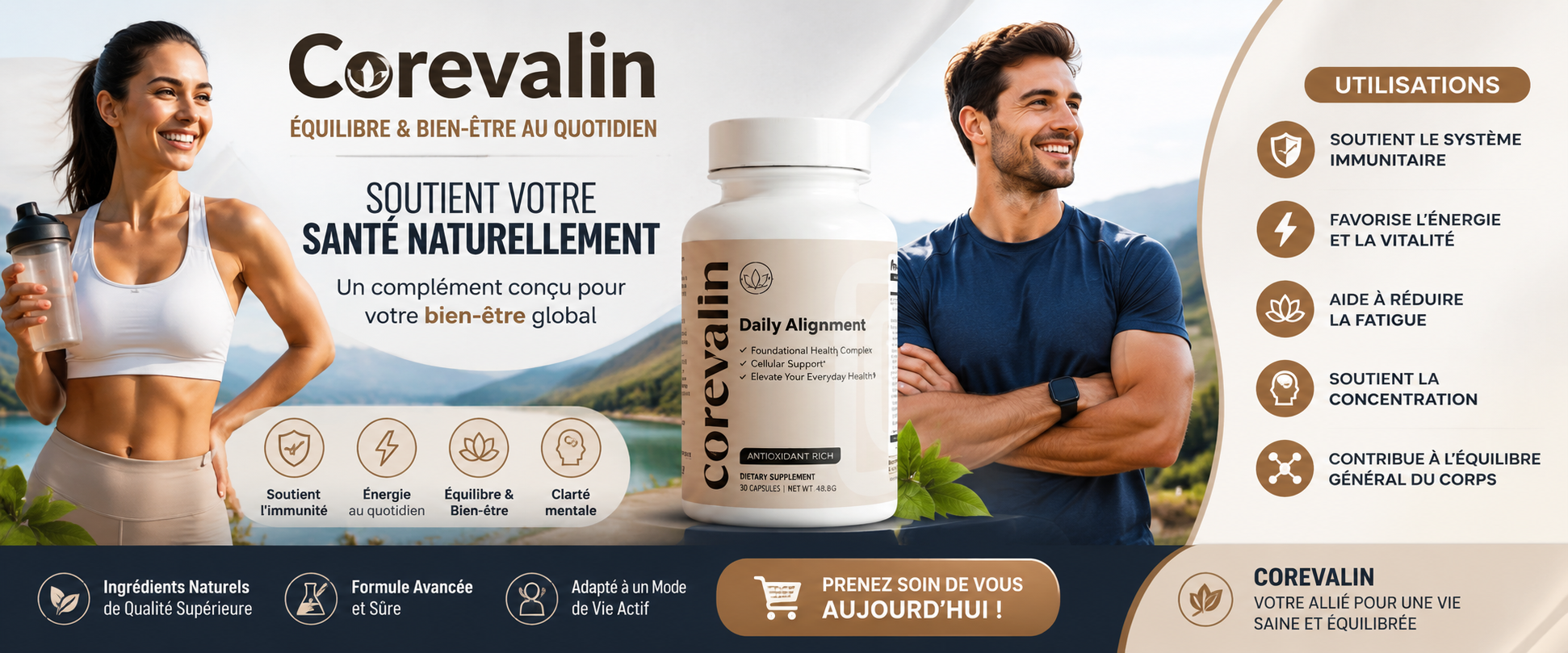 Couple sportif en pleine forme avec Corevalin France